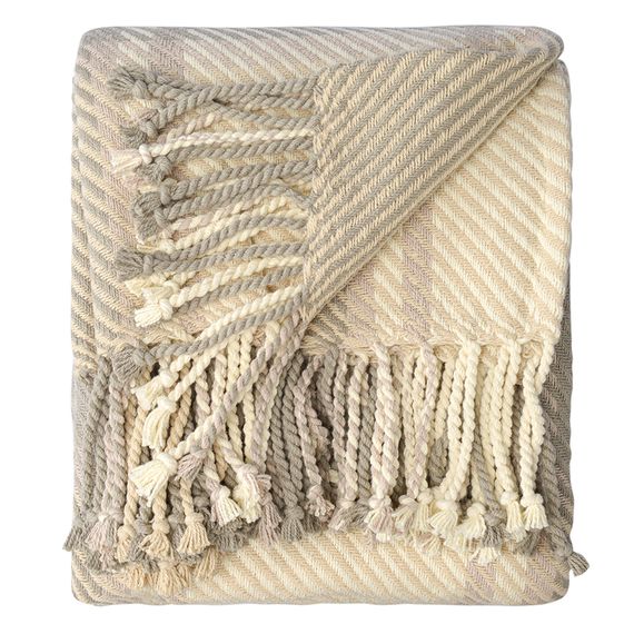 Покрывало из хлопка Warm traditions бежево-серого цвета из коллекции Essential, 230х250 см, Tkano, изображение 7