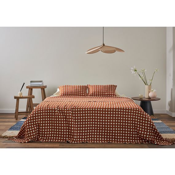 Покрывало из хлопка Polka dots карамельного цвета из коллекции Essential, 230х250 см, Tkano, изображение 2