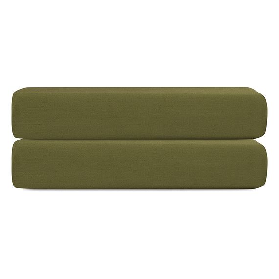Простыня на резинке из сатина из коллекции Meditation, olive, 160х200х30 см, Tkano