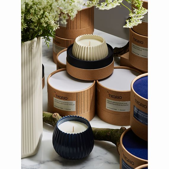 Свеча ароматическая Vetiver & Black cypress из коллекции Edge, бежевый, 30 ч, Tkano, изображение 4