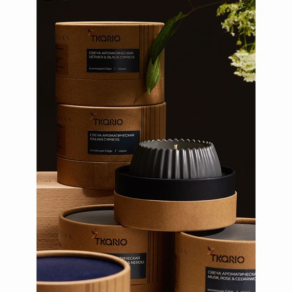 Свеча ароматическая Black Ink из коллекции Edge, серый, 30 ч, Tkano, изображение 8