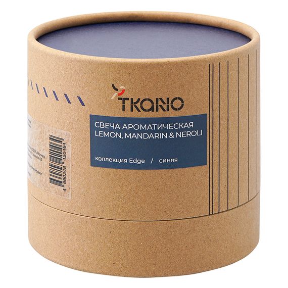 Свеча ароматическая с деревянным фитилём Lemon, Mandarin & Neroli из коллекции Edge, синий, 60 ч, Tkano, изображение 4