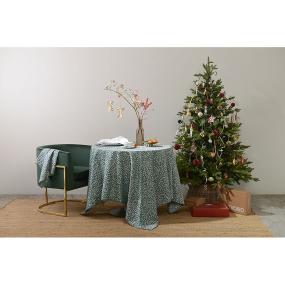 Скатерть из хлопка зеленого цвета с рисунком Спелая смородина, Scandinavian touch, 180х180см, Tkano, изображение 2