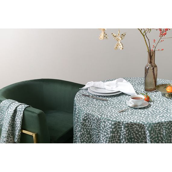 Скатерть из хлопка зеленого цвета с рисунком Спелая смородина, Scandinavian touch, 180х180см, Tkano, изображение 3