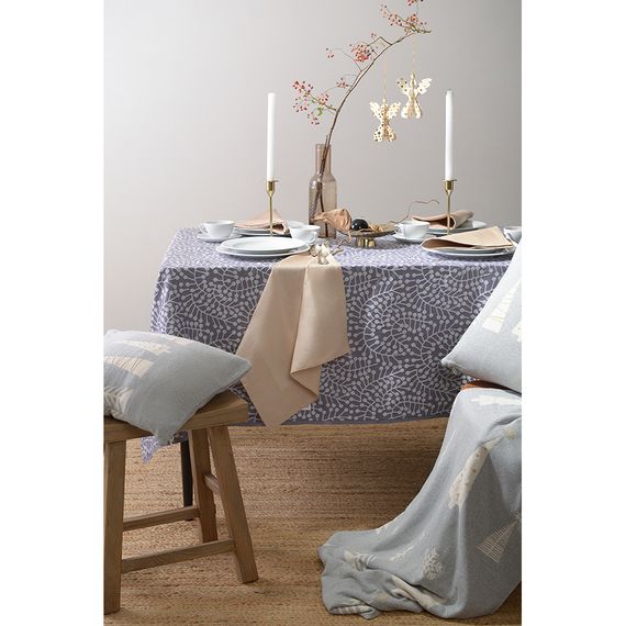 Скатерть из хлопка фиолетово-серого цвета с рисунком Спелая смородина, Scandinavian touch, 180х260см, Tkano, изображение 2