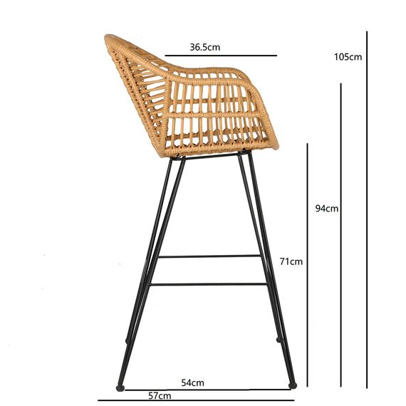 Стул барный Vetle Bent, ротанг, Bergenson Bjorn, изображение 19