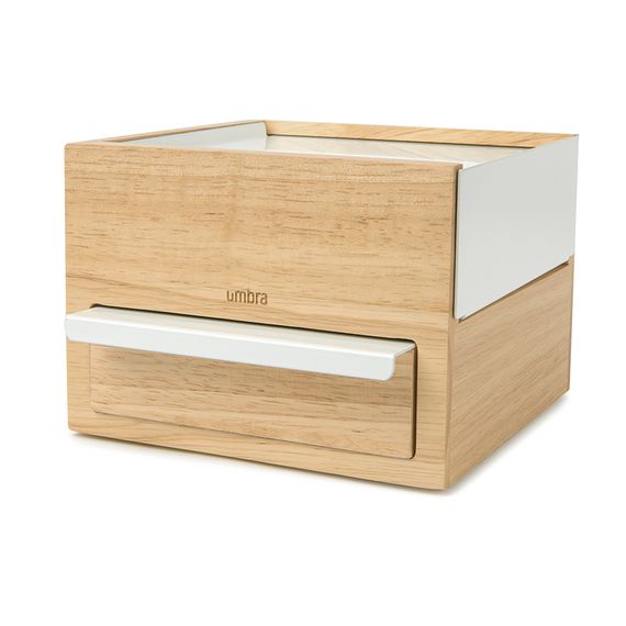 Шкатулка Stowit Mini, белая/дерево, UMBRA, изображение 11
