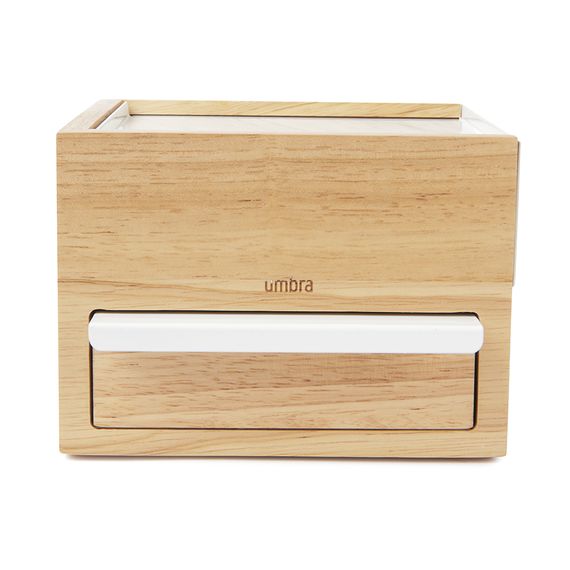 Шкатулка Stowit Mini, белая/дерево, UMBRA, изображение 10