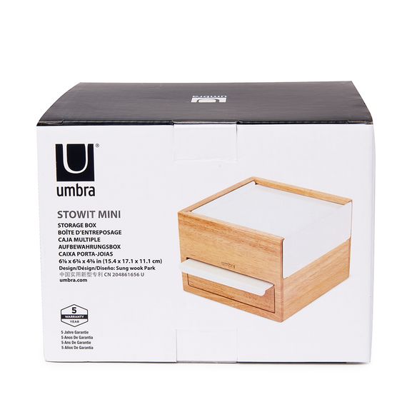Шкатулка Stowit Mini, белая/дерево, UMBRA, изображение 4