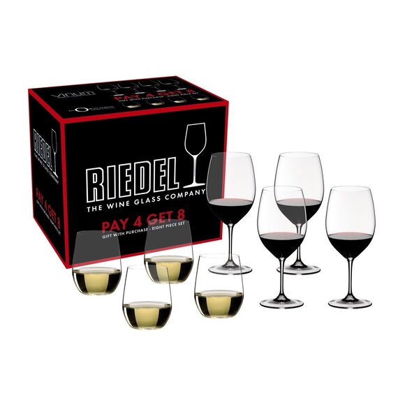 Набор бокалов Vinum Pay 4 Get 8 Value Gift Pack Cabernet Sauvignon/Merlot (Bordeuaux), 8 шт., 5416/59, Riedel