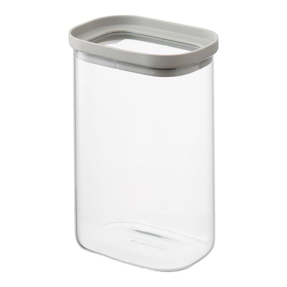 Банка для хранения прямоугольная Vacuum Glass, 1,5 л, светло-серая, Smart Solutions