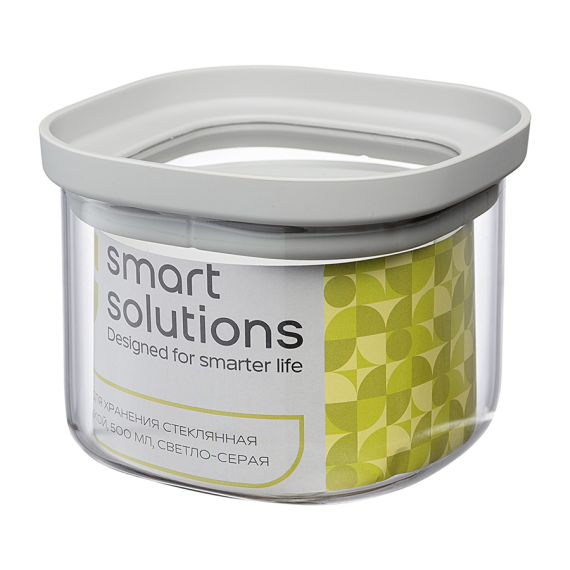 Банка для хранения квадратная Vacuum Glass, 500 мл, светло-серая, Smart Solutions, изображение 4
