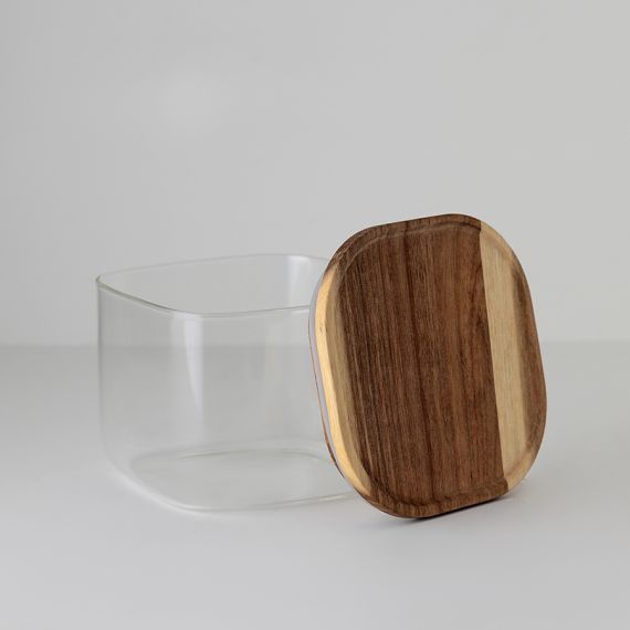 Банка для хранения квадратная Glass Acacia,1 л, Smart Solutions, изображение 6