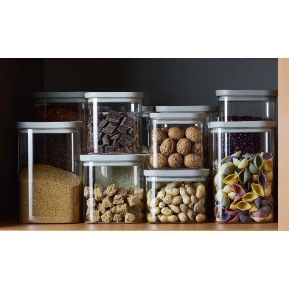 Банка для хранения прямоугольная Vacuum Glass, 1,5 л, светло-серая, Smart Solutions, изображение 4