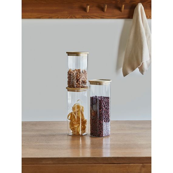 Банка для хранения квадратная Glass Bamboo, 1,4 л, Smart Solutions, изображение 7