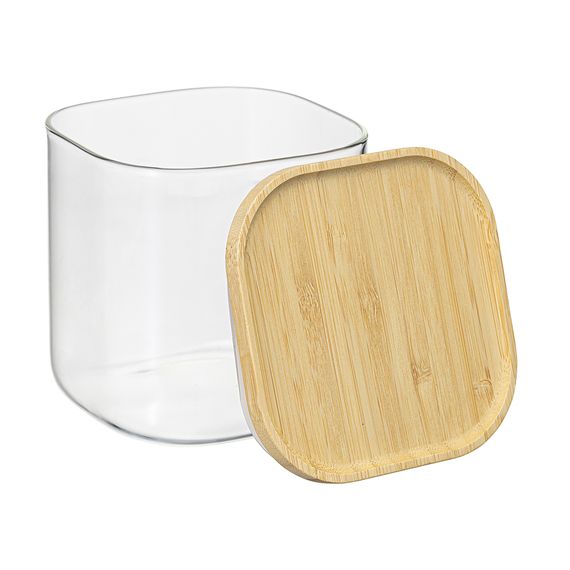 Банка для хранения квадратная Glass Bamboo, 800 мл, Smart Solutions, изображение 6