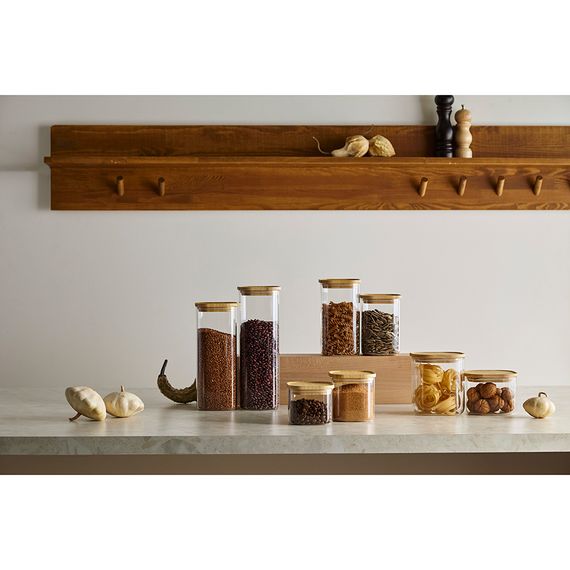 Банка для хранения квадратная Glass Bamboo,1 л, Smart Solutions, изображение 2