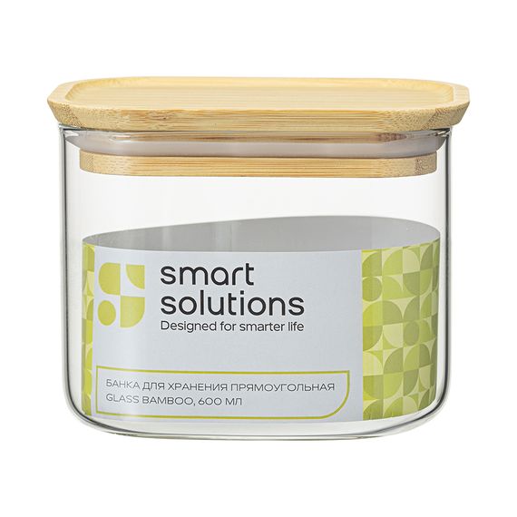 Банка для хранения прямоугольная Glass Bamboo, 600 мл, Smart Solutions, изображение 9
