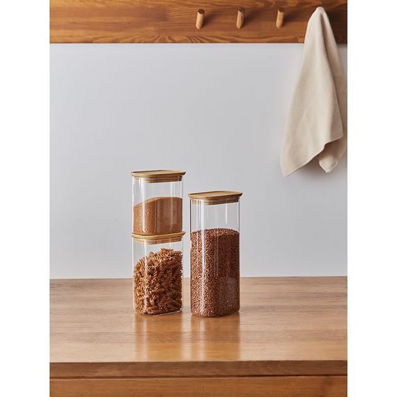Банка для хранения прямоугольная Glass Bamboo, 2 л, Smart Solutions, изображение 5