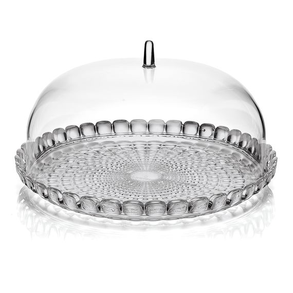 Блюдо сервировочное с крышкой Tiffany, 30 см, серое, Guzzini