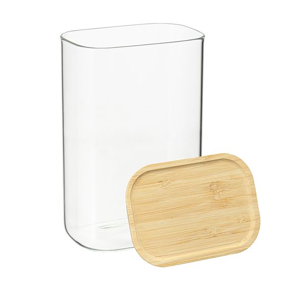 Банка для хранения прямоугольная Glass Bamboo, 1,3 л, Smart Solutions, изображение 8