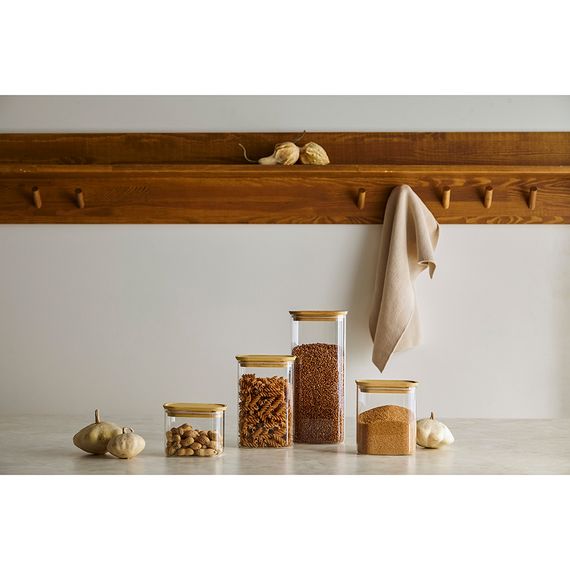 Банка для хранения прямоугольная Glass Bamboo, 2 л, Smart Solutions, изображение 2